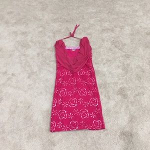 Draped open back eyelit roses & burst scoopneck